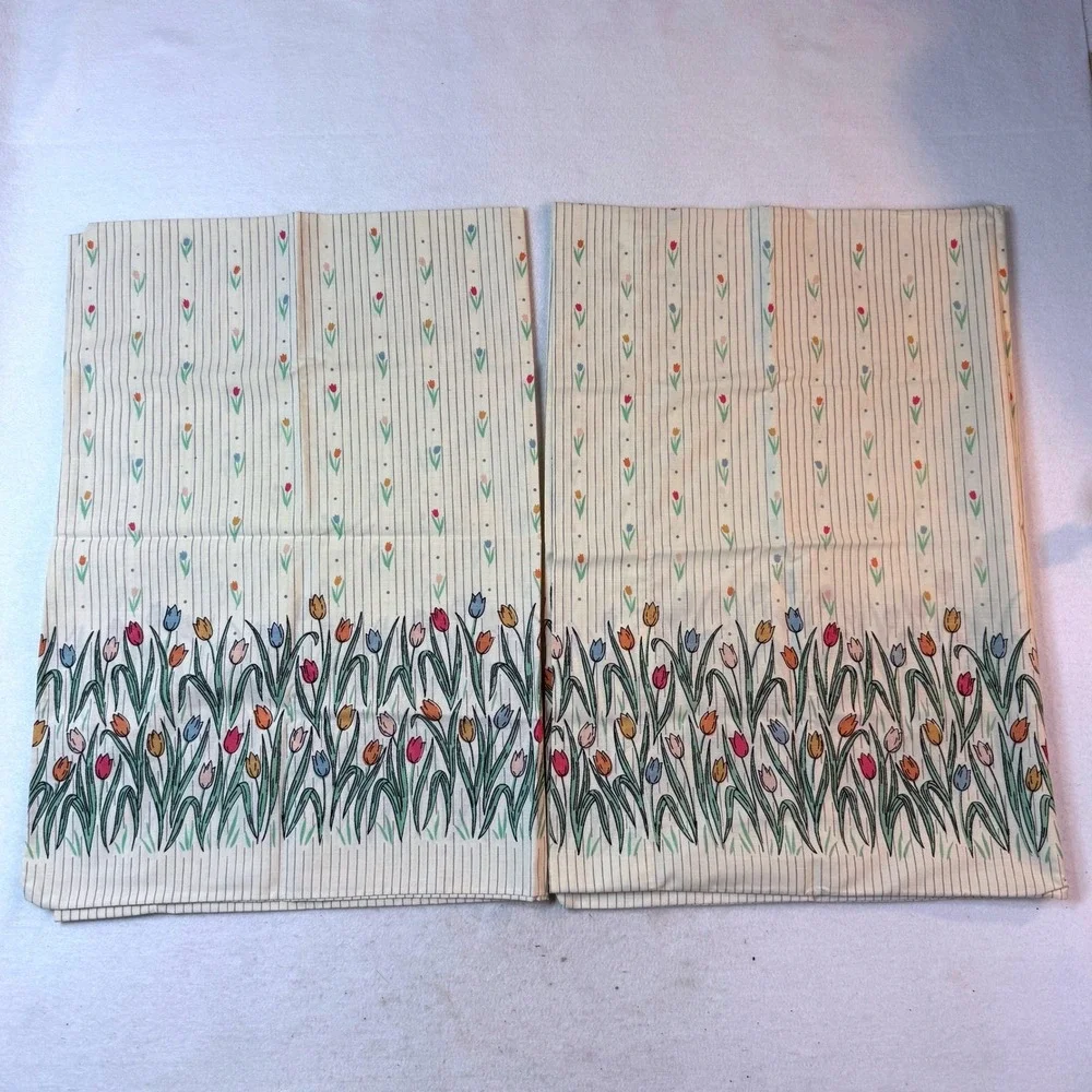 Cottagecore Tulip Floral 3 Pc Pillowcase + Sham‎ Set Cottagecore Grandmacore VTG